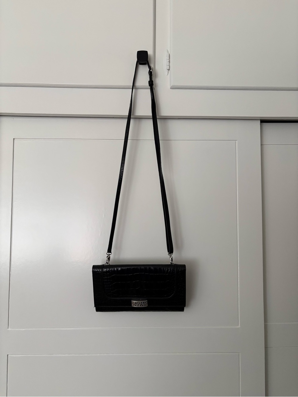 Brighton super cute travel Black Croc-Embossed Crossbody Bag